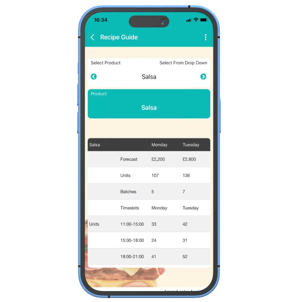 iPhone showing the app's recipe guide feature